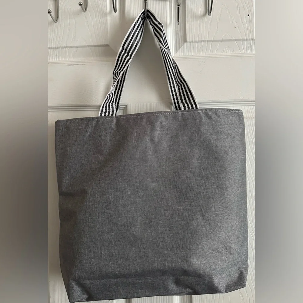 Floral Canvas Tote Bag - Blue and Pink
